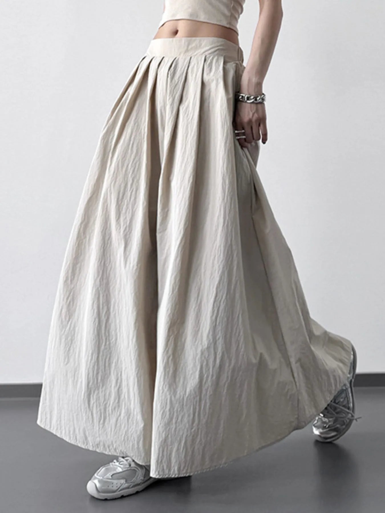 Pleated Linen Maxi Skirt - Grace Beauty H&C