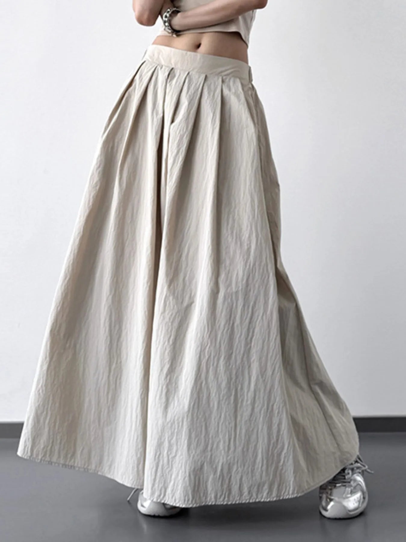 Pleated Linen Maxi Skirt - Grace Beauty H&C