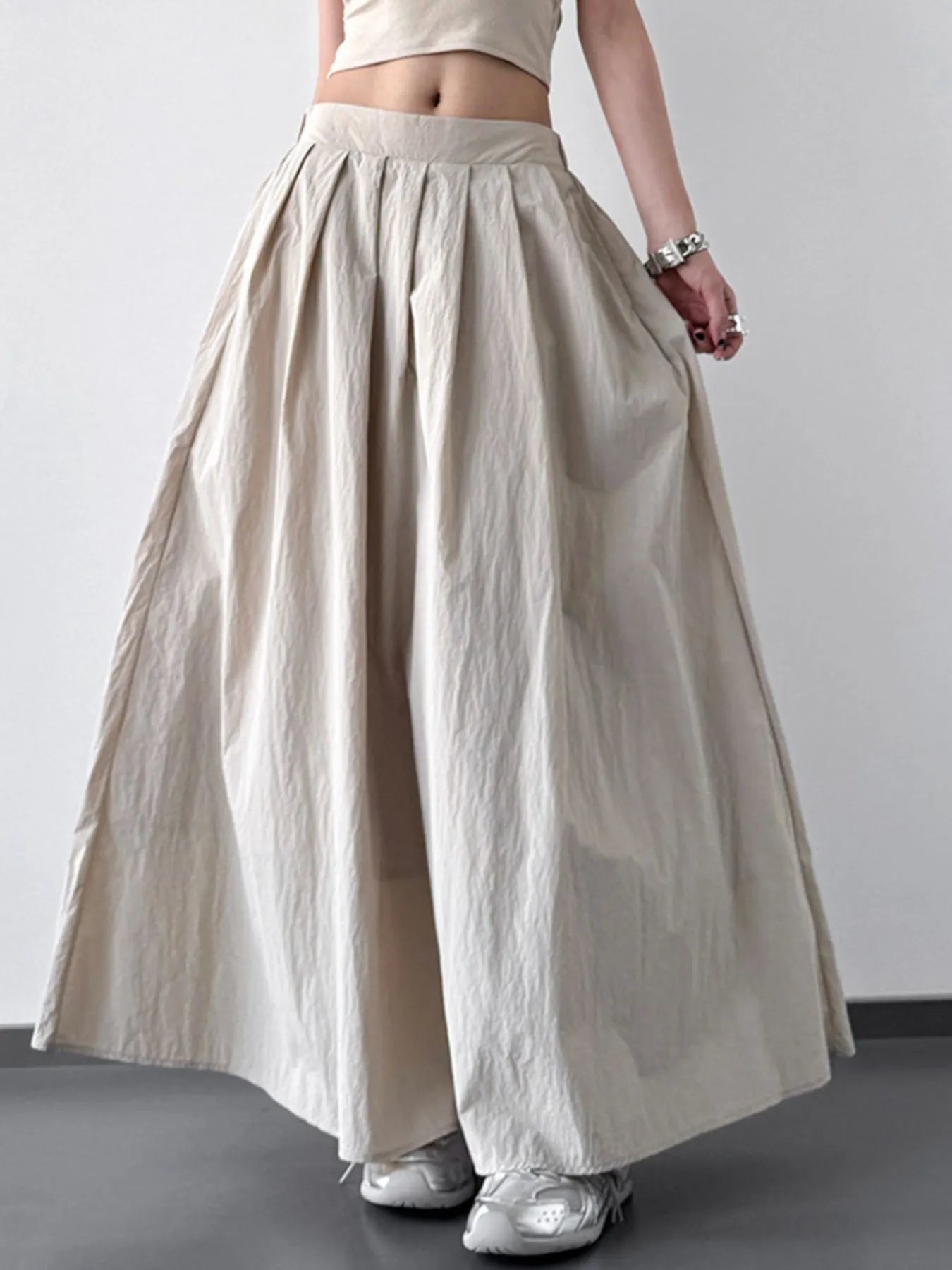 Pleated Linen Maxi Skirt - Grace Beauty H&C