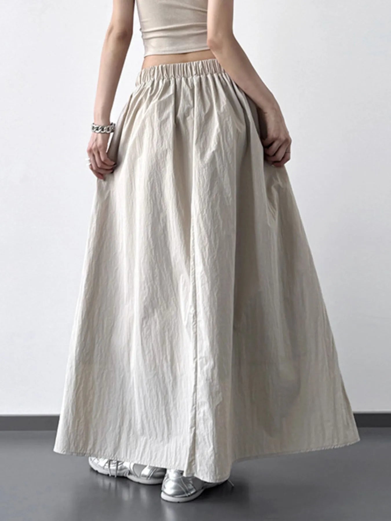 Pleated Linen Maxi Skirt - Grace Beauty H&C