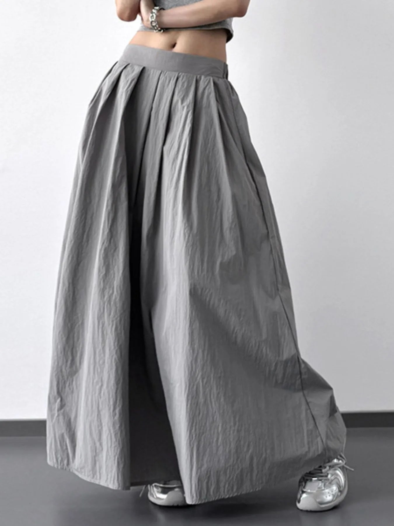 Pleated Linen Maxi Skirt - Grace Beauty H&C