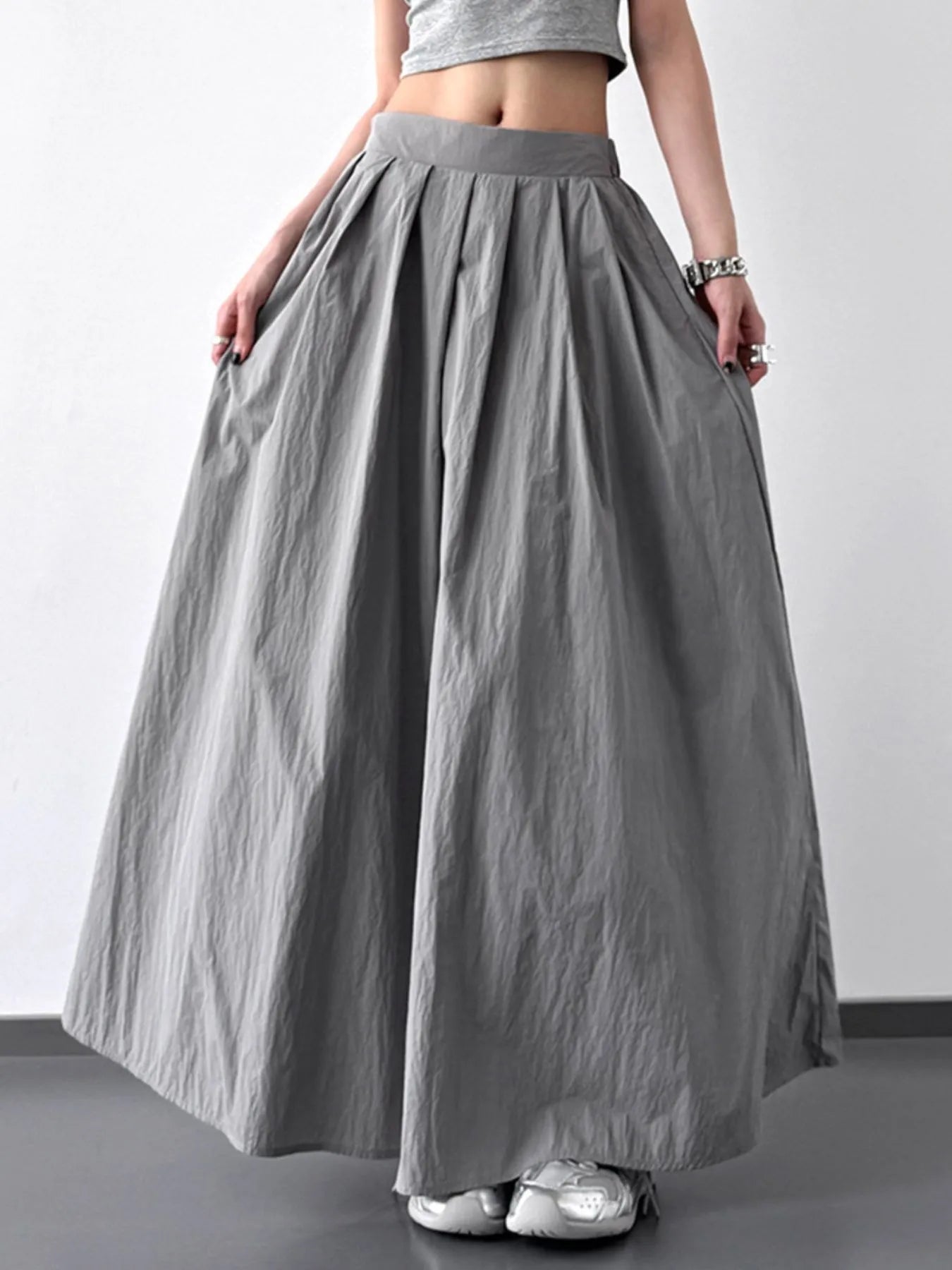 Pleated Linen Maxi Skirt - Grace Beauty H&C