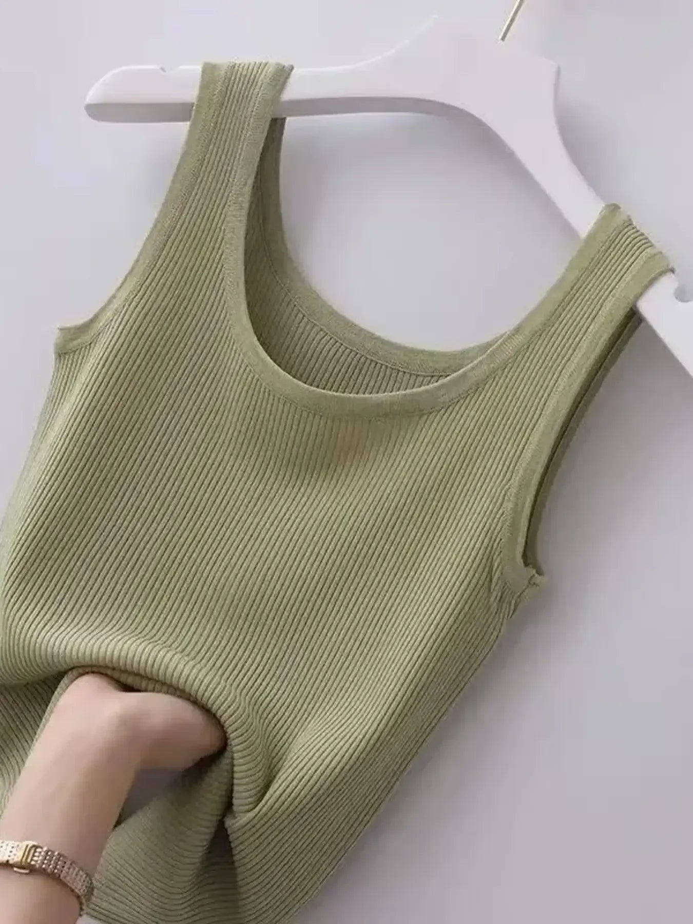Plus Size Ribbed Knit Scoop Neck Tank Top - Grace Beauty H&C