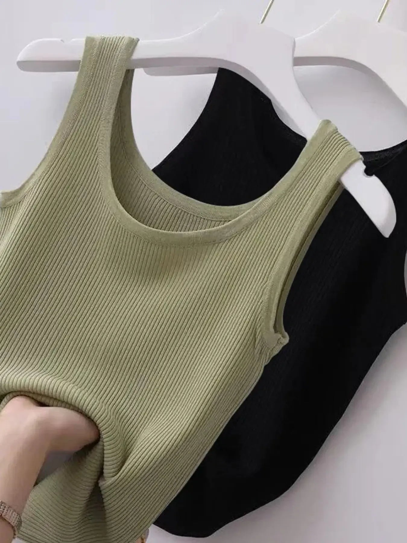 Plus Size Ribbed Knit Scoop Neck Tank Top - Grace Beauty H&C