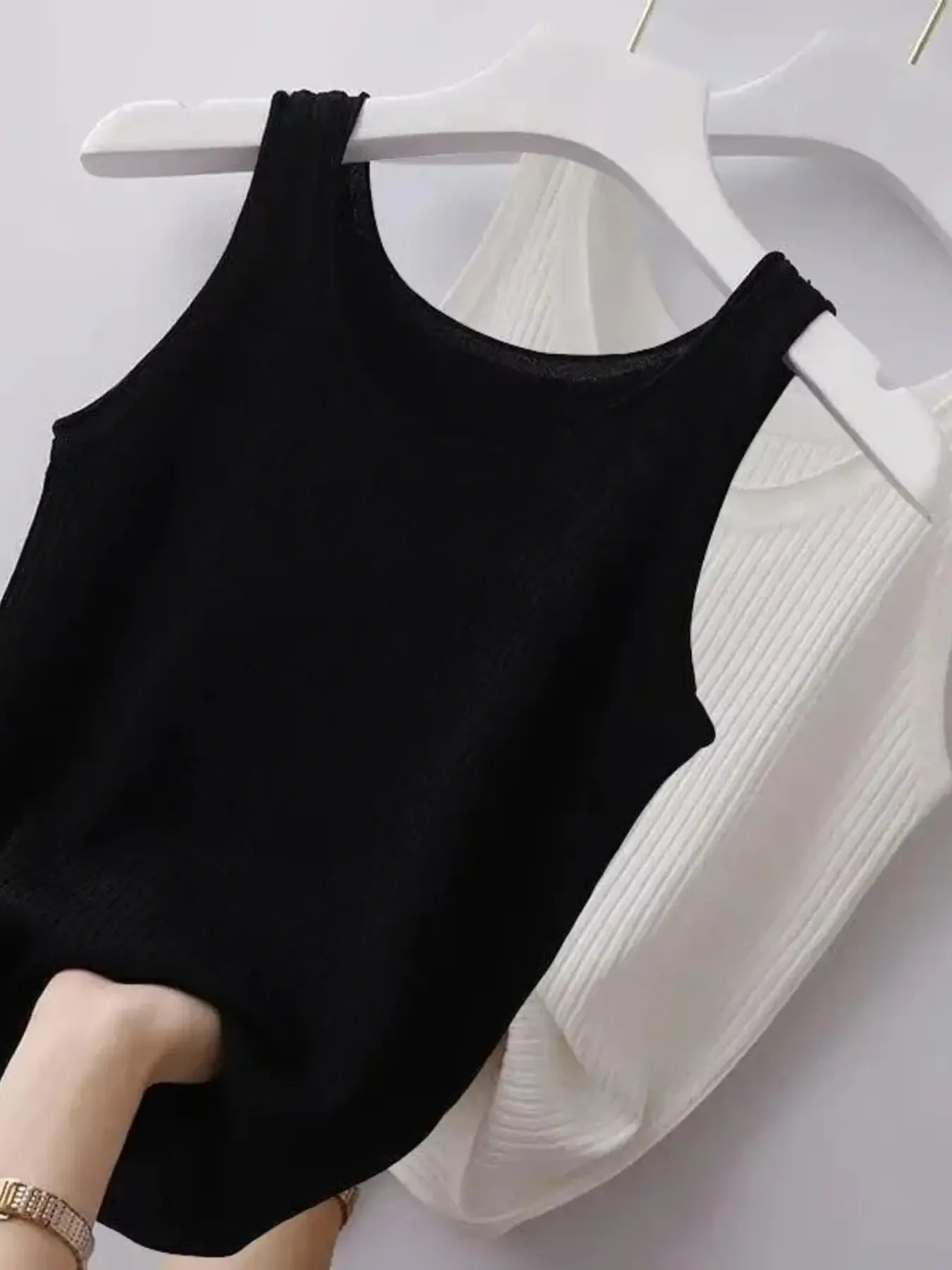 Plus Size Ribbed Knit Scoop Neck Tank Top - Grace Beauty H&C