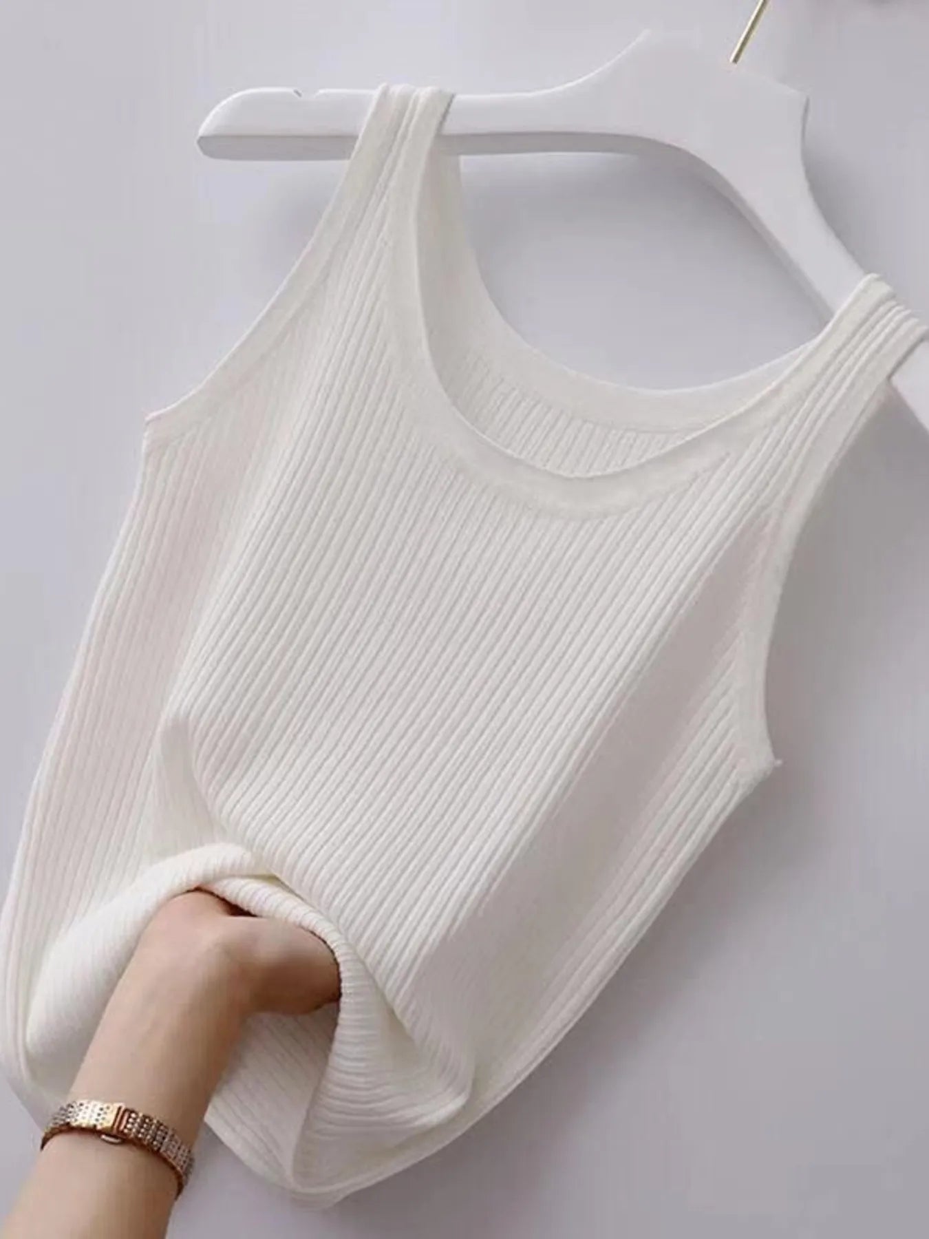 Plus Size Ribbed Knit Scoop Neck Tank Top - Grace Beauty H&C