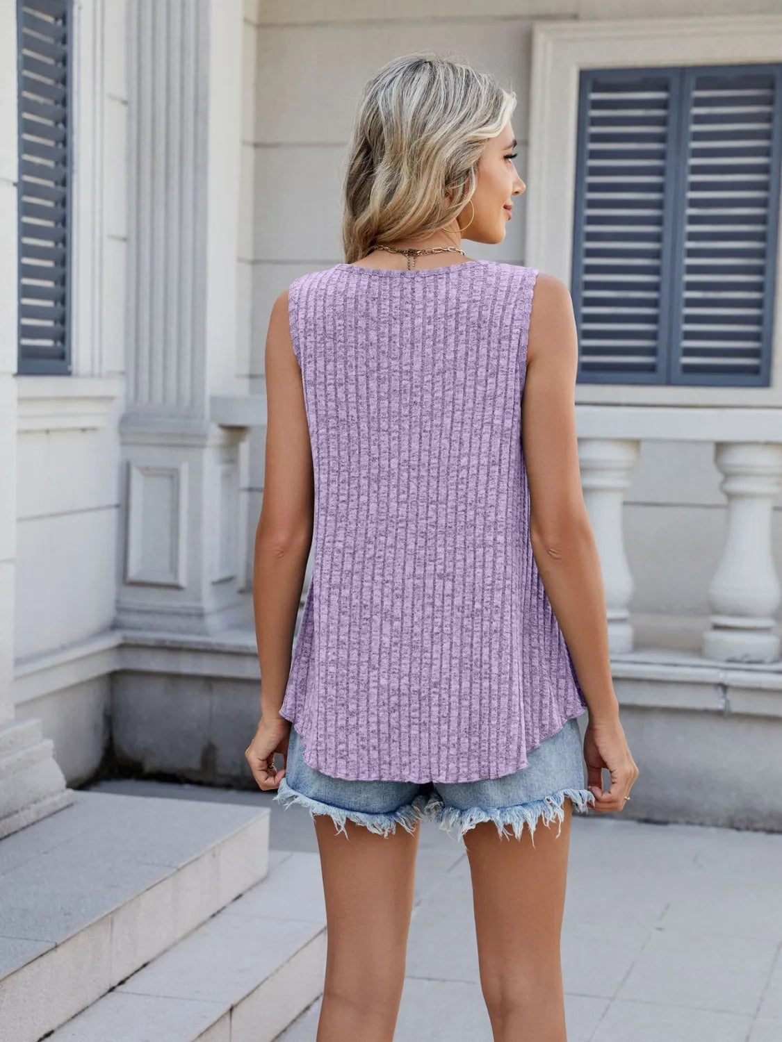 Ribbed Round Neck Tank - Grace Beauty H&C