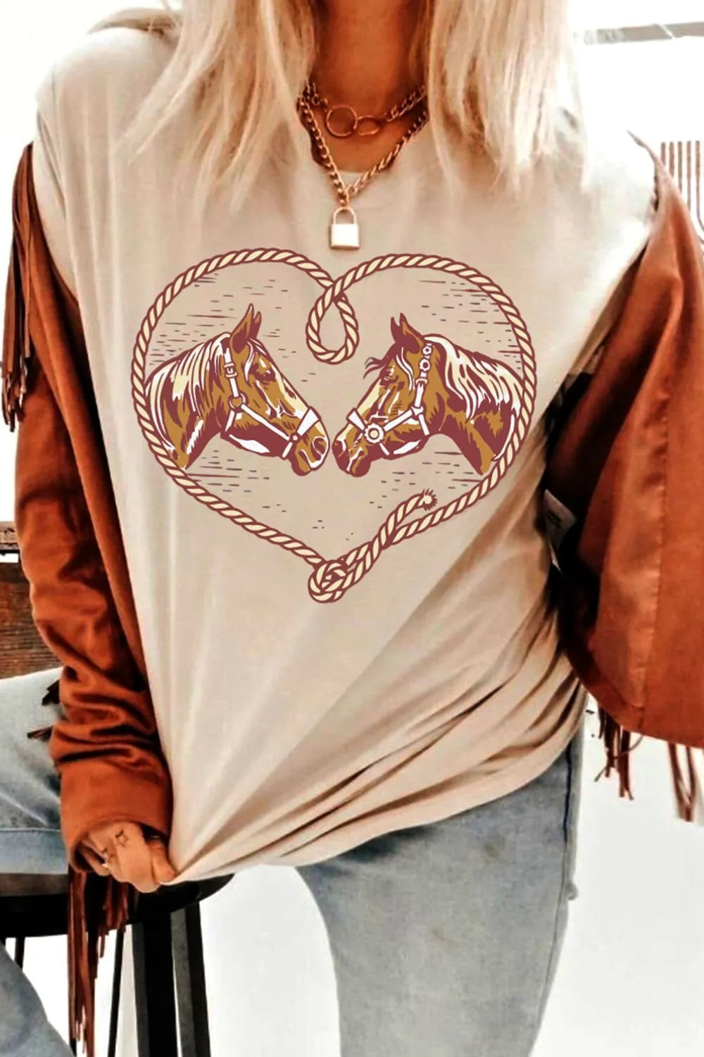 Rodeo Horse Graphic Western Cowgirl T Shirt - Grace Beauty H&C