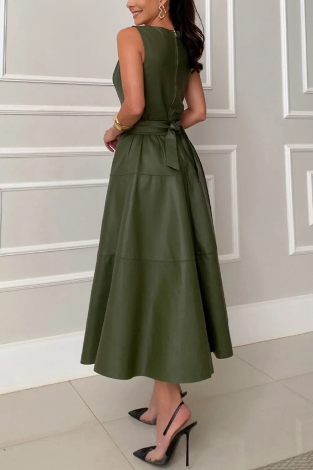 Round Neck Sleeveless Midi Dress - Grace Beauty H&C