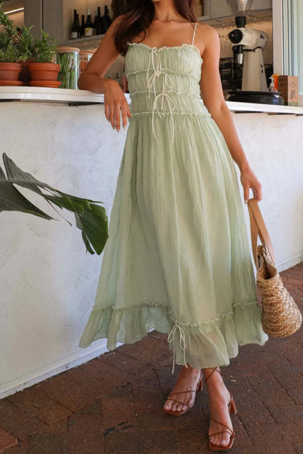 Ruffled Hem Frill Midi Cami Dress - Grace Beauty H&C