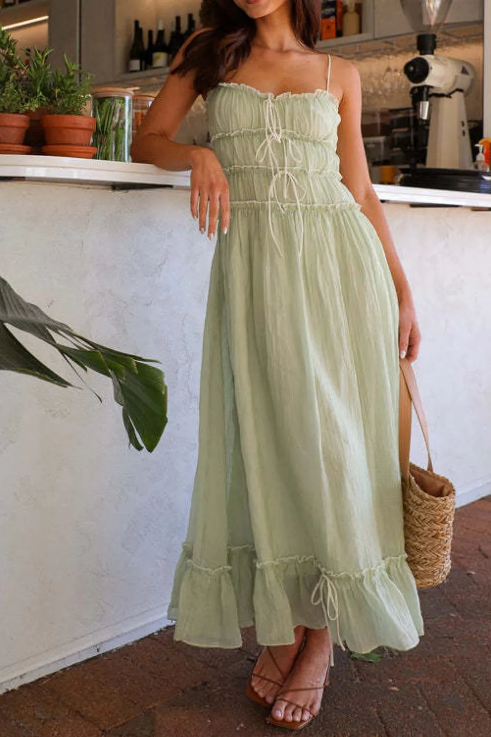 Ruffled Hem Frill Midi Cami Dress - Grace Beauty H&C