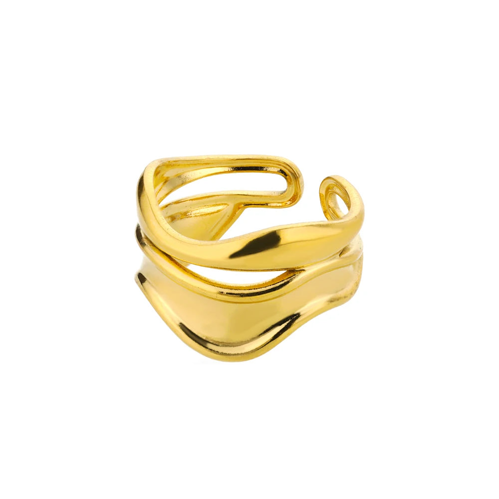 Stainless Steel Rings for Women Waterproof Open Gold Color Ring Wedding Couple Band Jewelry Gifts Free Shipping Items anillos - Grace Beauty H&C