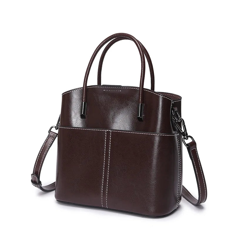 100% Genuine Leather Women Bucket Bag Casual ladies crossbody Hand Bag High Quality Cowhide Commuter Shoulder Bag for girls - Grace Beauty H&C