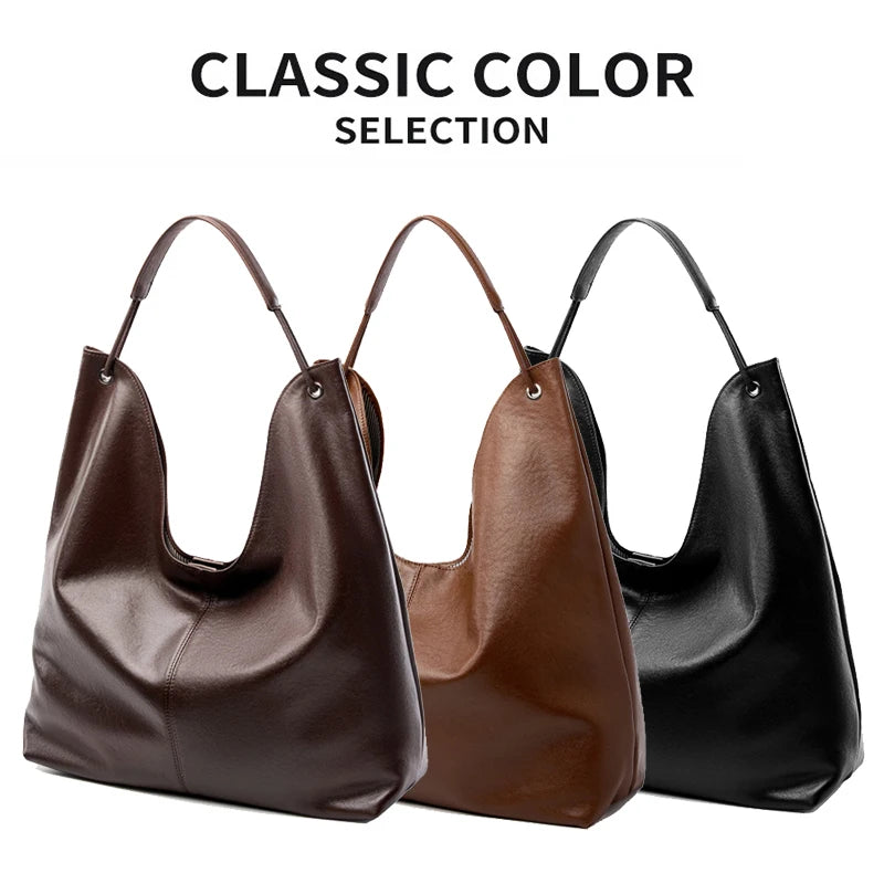 New Women's Large Capacity Genuine Leather Handbag Fashion Single Shoulder Underarm Bag for Ladies Commuting Stylish Girls Bag - Grace Beauty H&C