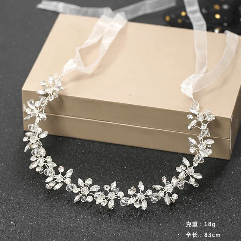 Silver Color Headbands For Women Bride Handmade Crystal Rhinestone Tiaras Hairbands Wedding Hair Accessories Queen Headband Gift - Grace Beauty H&C
