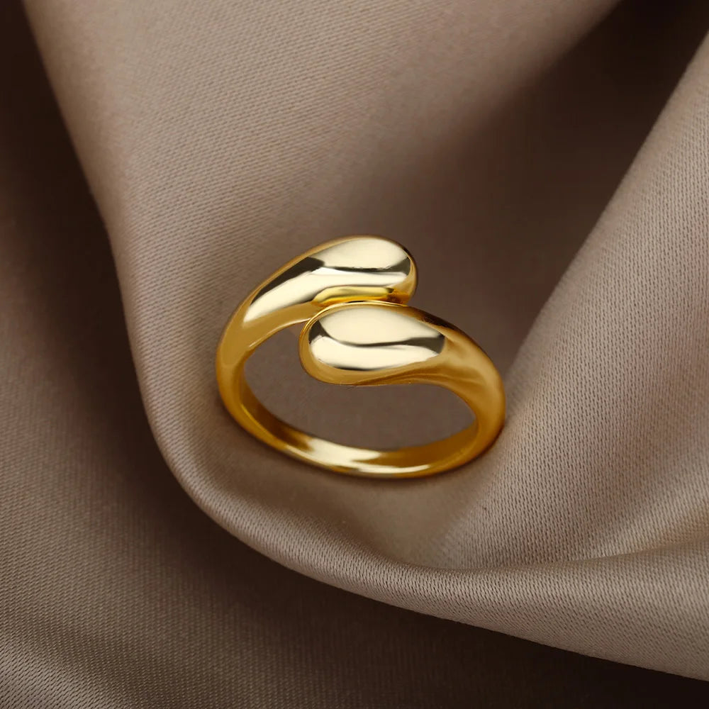 Stainless Steel Rings for Women Waterproof Open Gold Color Ring Wedding Couple Band Jewelry Gifts Free Shipping Items anillos - Grace Beauty H&C