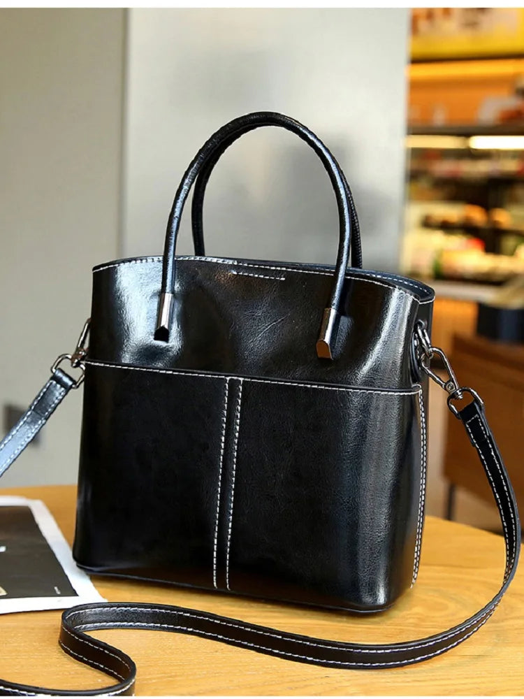 100% Genuine Leather Women Bucket Bag Casual ladies crossbody Hand Bag High Quality Cowhide Commuter Shoulder Bag for girls - Grace Beauty H&C