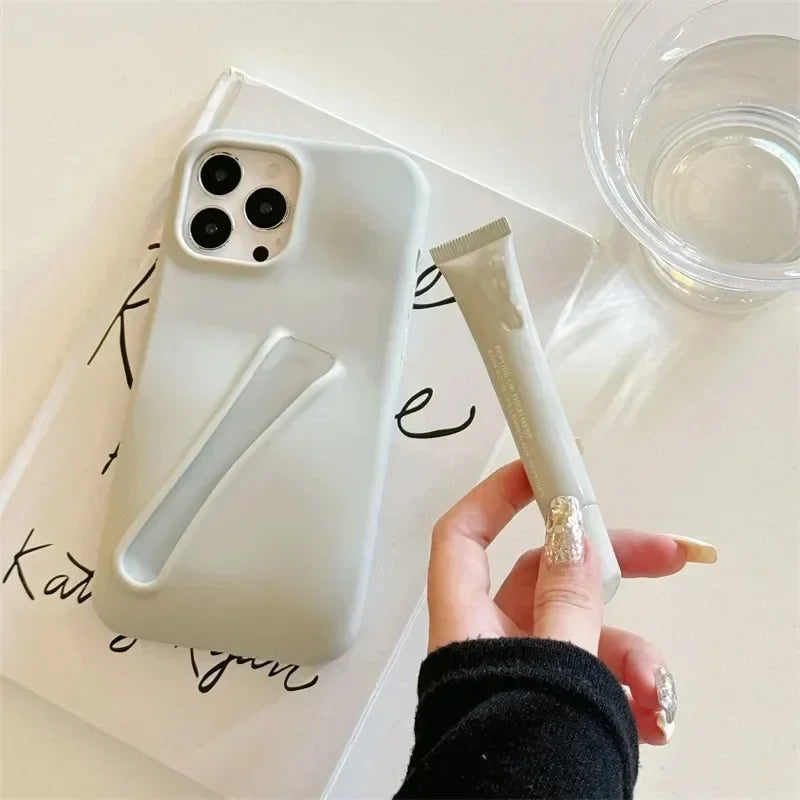 Lipstick Make-up Soft Silicone Phone Case for IPhone 16 14 15 Pro Max X Xs XR 11 13 12 Portable Lip Gloss Cover - Grace Beauty H&C
