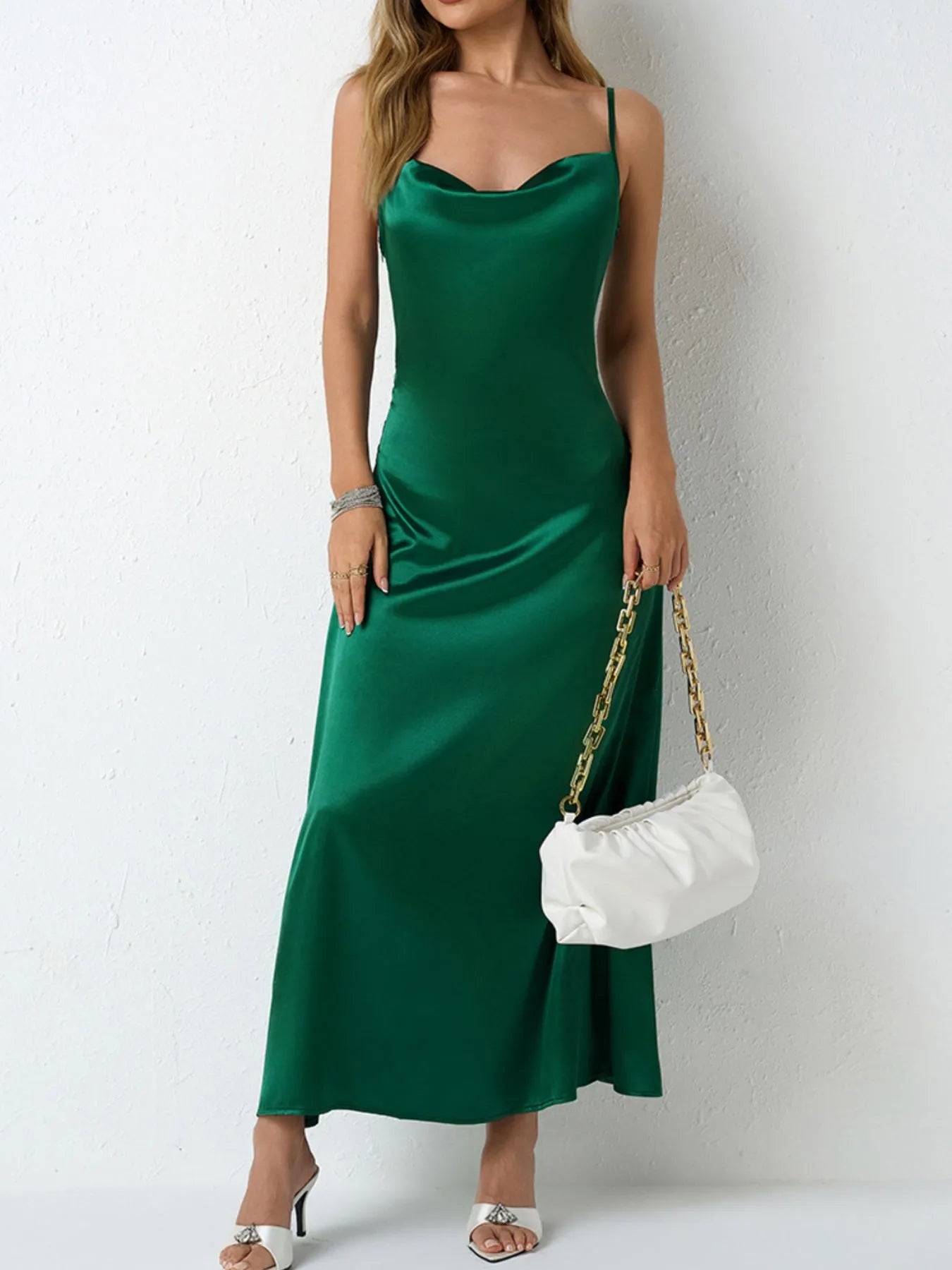 Satin Cowl Neck Cami Dress - Grace Beauty H&C