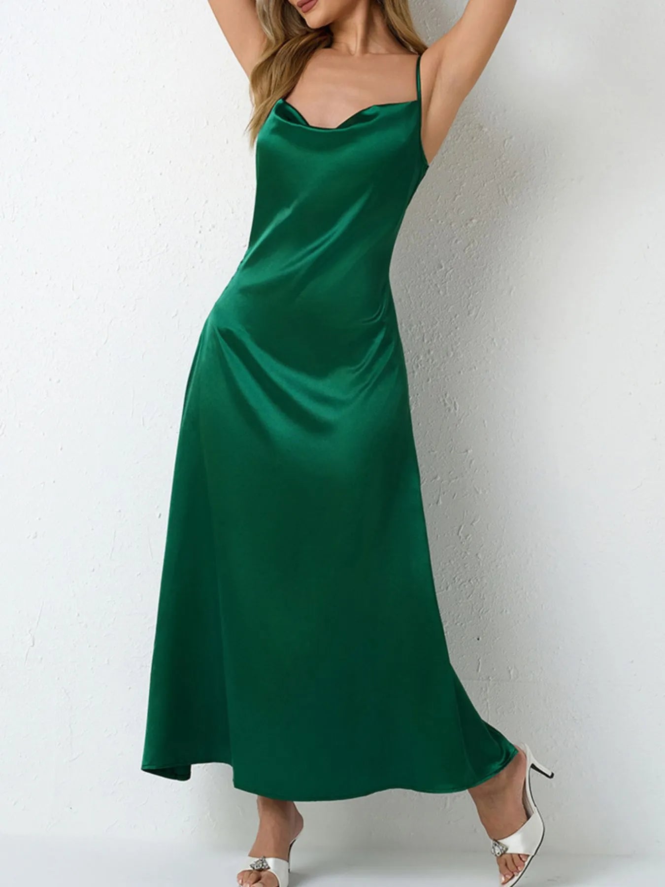 Satin Cowl Neck Cami Dress - Grace Beauty H&C