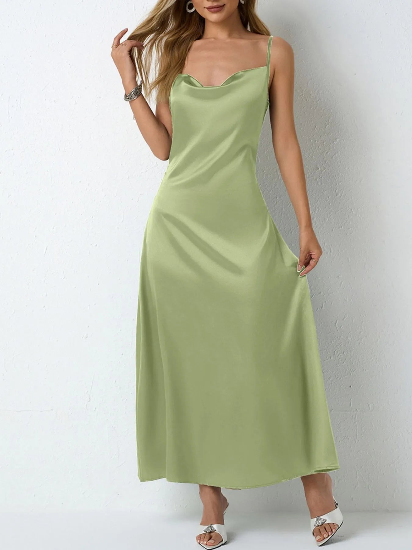 Satin Cowl Neck Cami Dress - Grace Beauty H&C