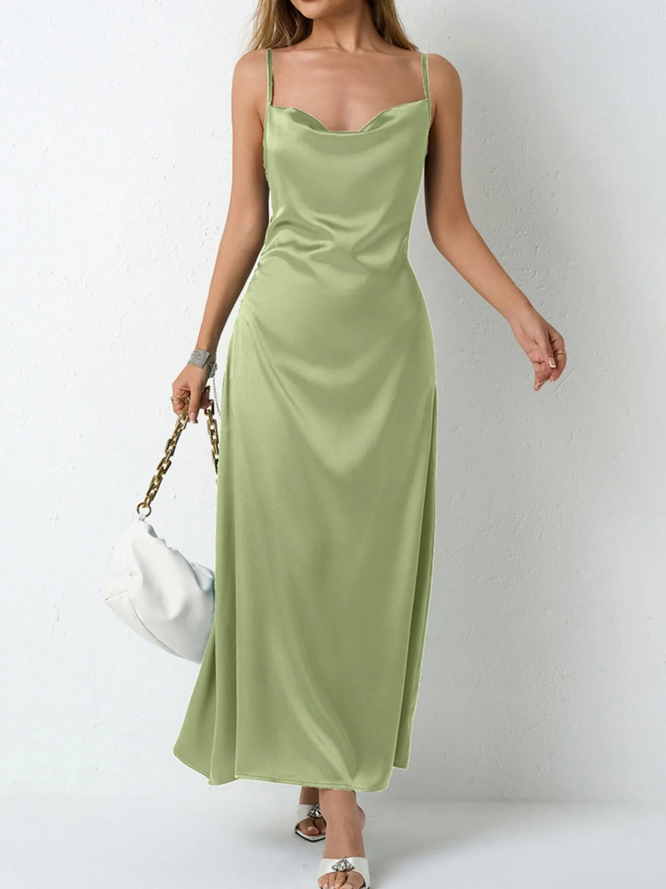 Satin Cowl Neck Cami Dress - Grace Beauty H&C
