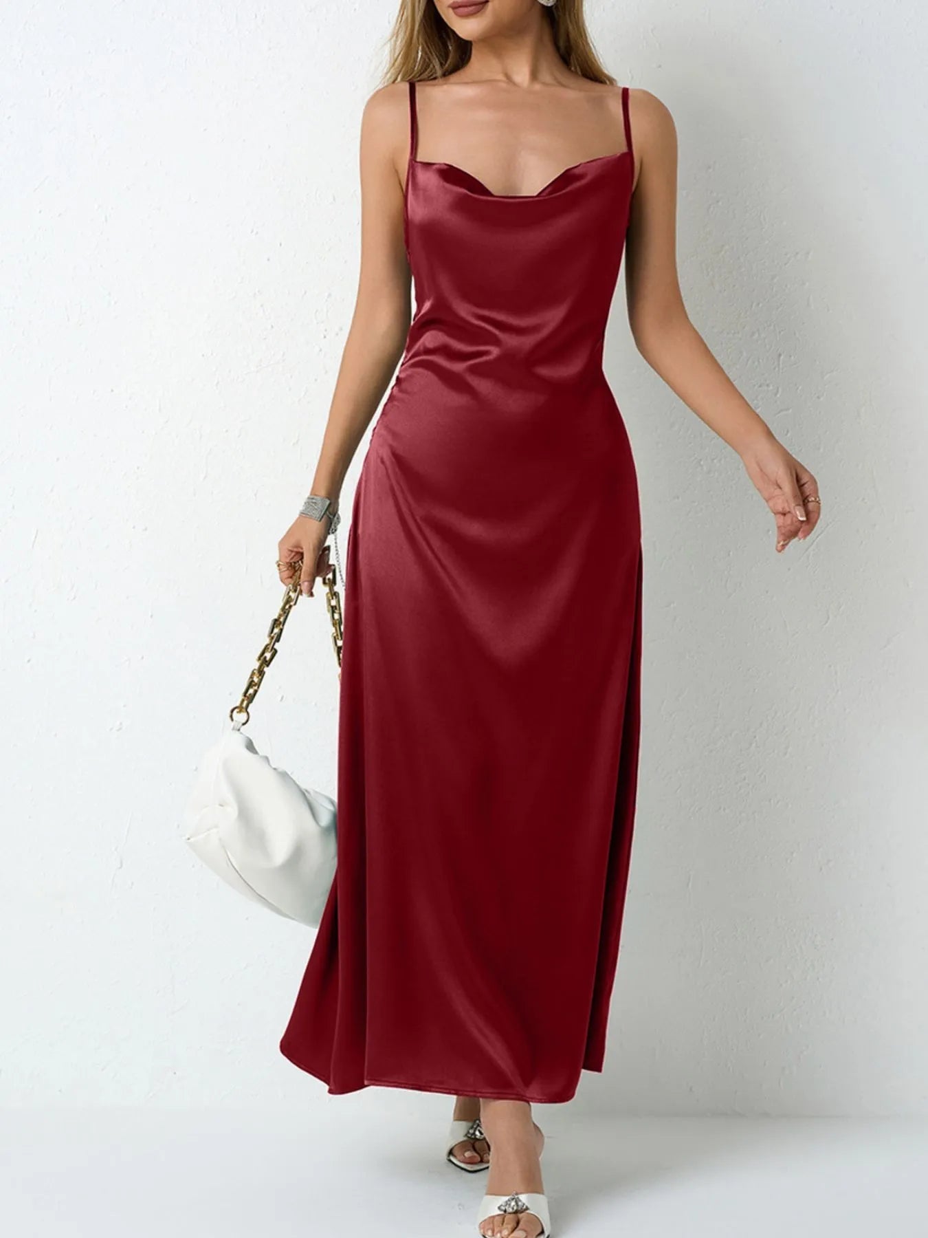 Satin Cowl Neck Cami Dress - Grace Beauty H&C