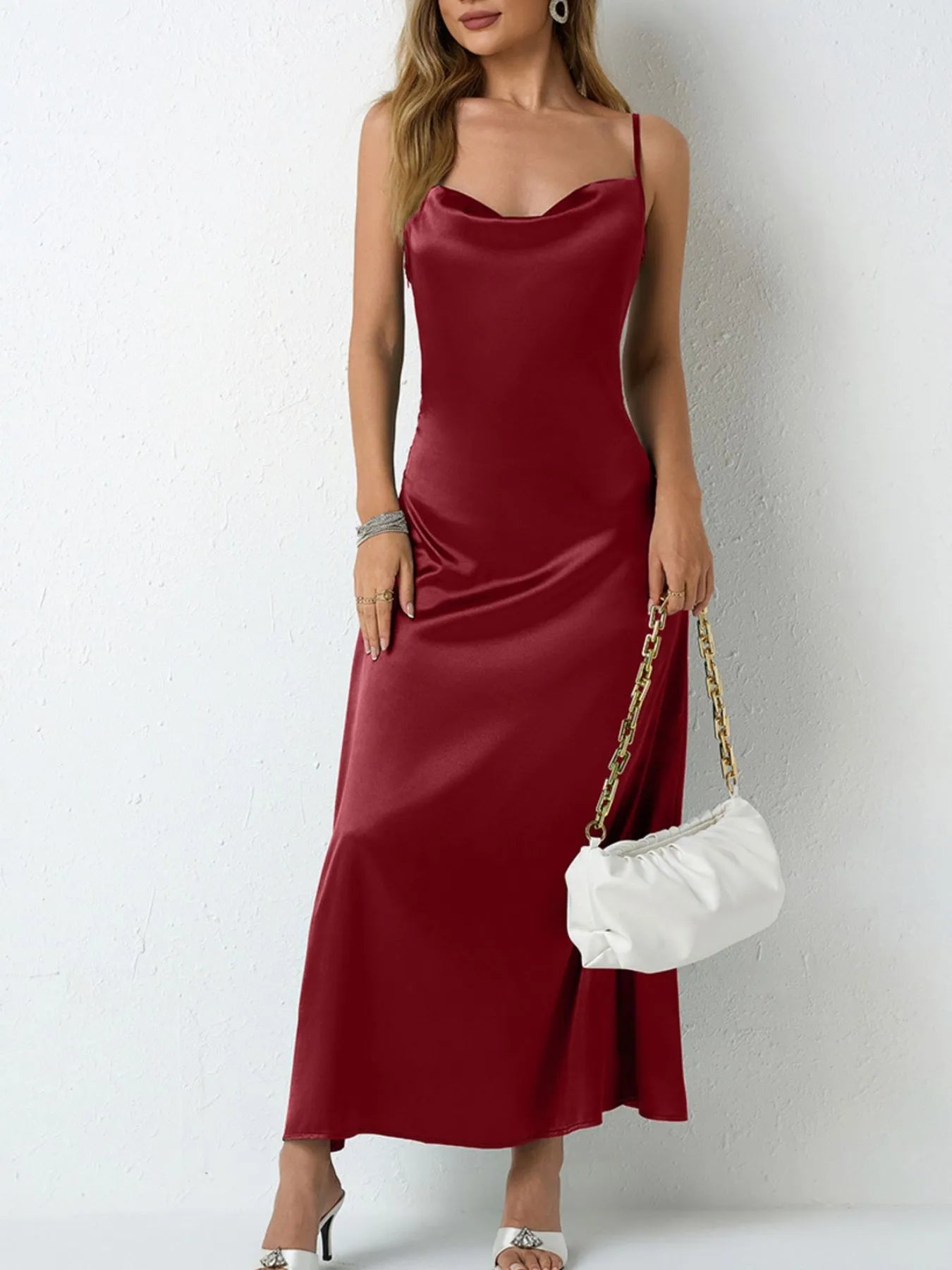 Satin Cowl Neck Cami Dress - Grace Beauty H&C