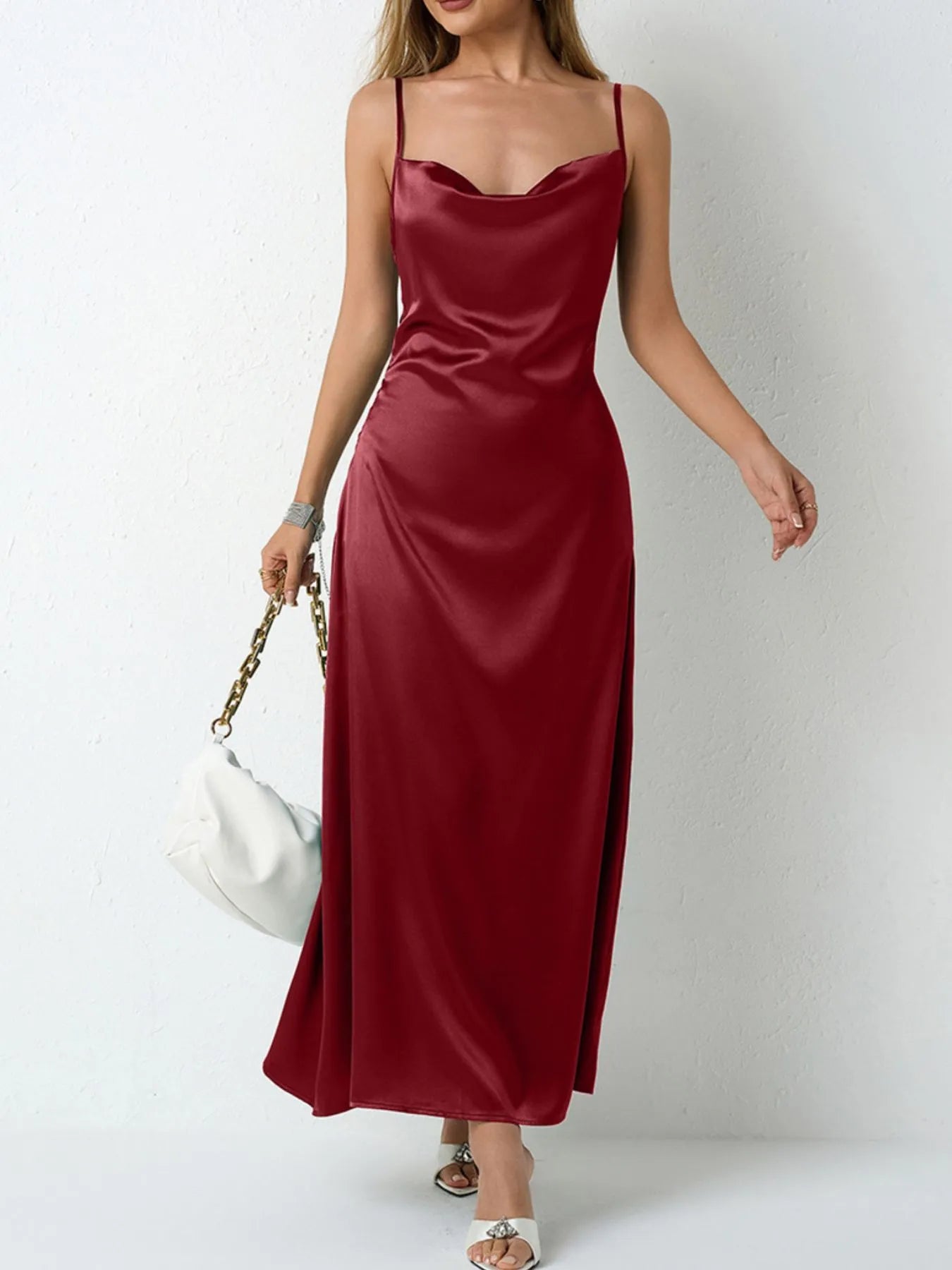 Satin Cowl Neck Cami Dress - Grace Beauty H&C