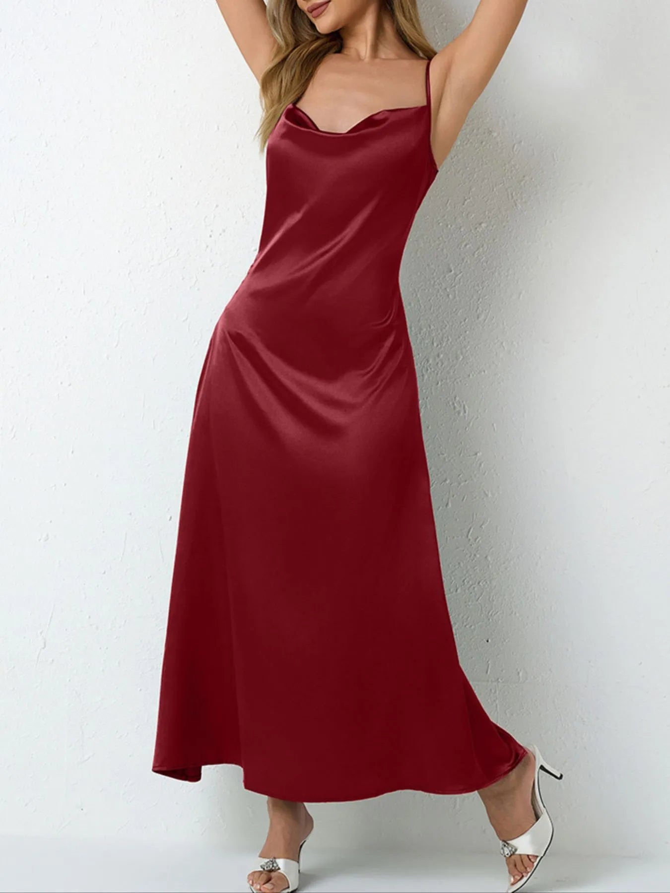 Satin Cowl Neck Cami Dress - Grace Beauty H&C