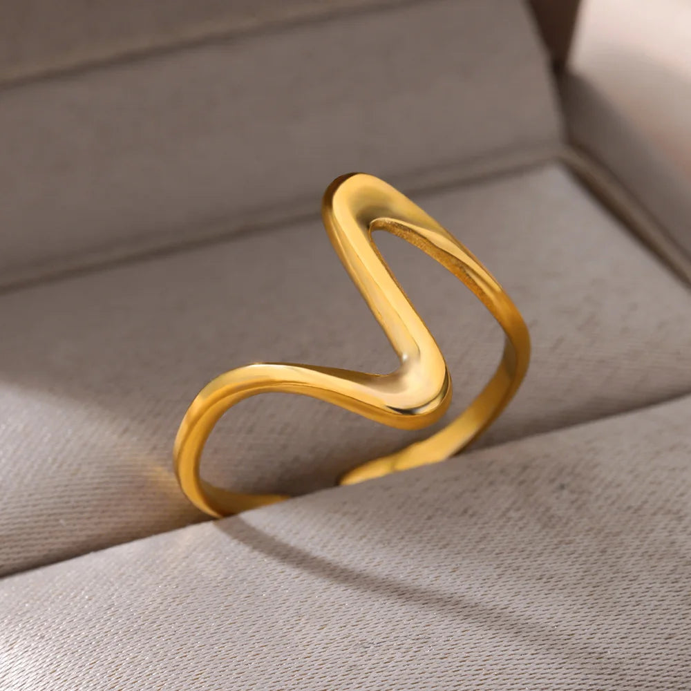 Stainless Steel Rings for Women Waterproof Open Gold Color Ring Wedding Couple Band Jewelry Gifts Free Shipping Items anillos - Grace Beauty H&C