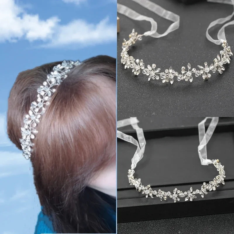 Silver Color Headbands For Women Bride Handmade Crystal Rhinestone Tiaras Hairbands Wedding Hair Accessories Queen Headband Gift - Grace Beauty H&C