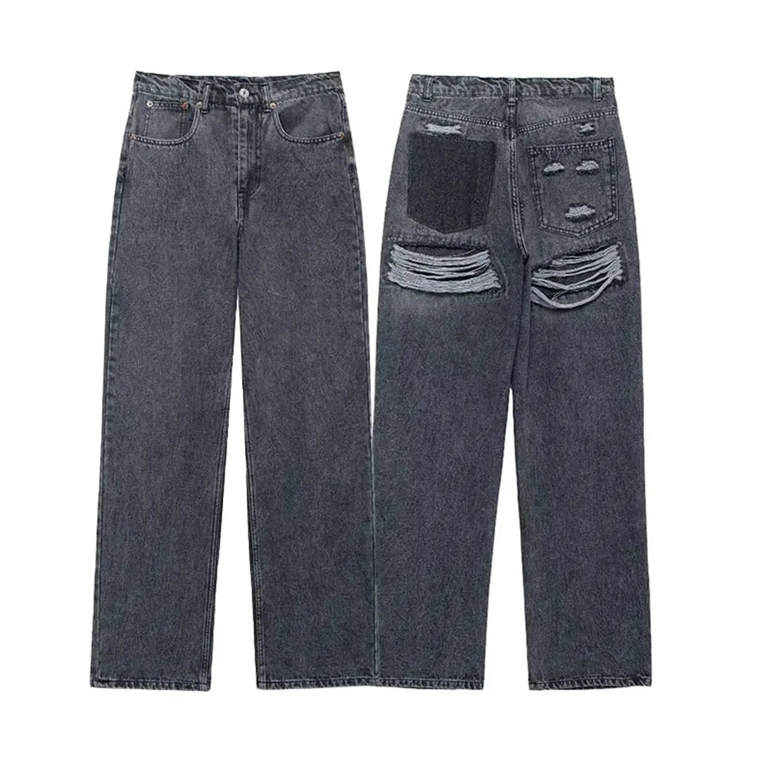 Women's Fashion Denim Blue Jeans Distressed - Grace Beauty H&C