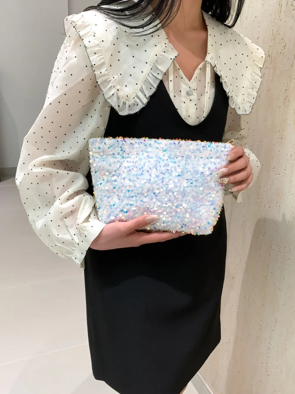 Sequin Clutch with Zipper - Grace Beauty H&C