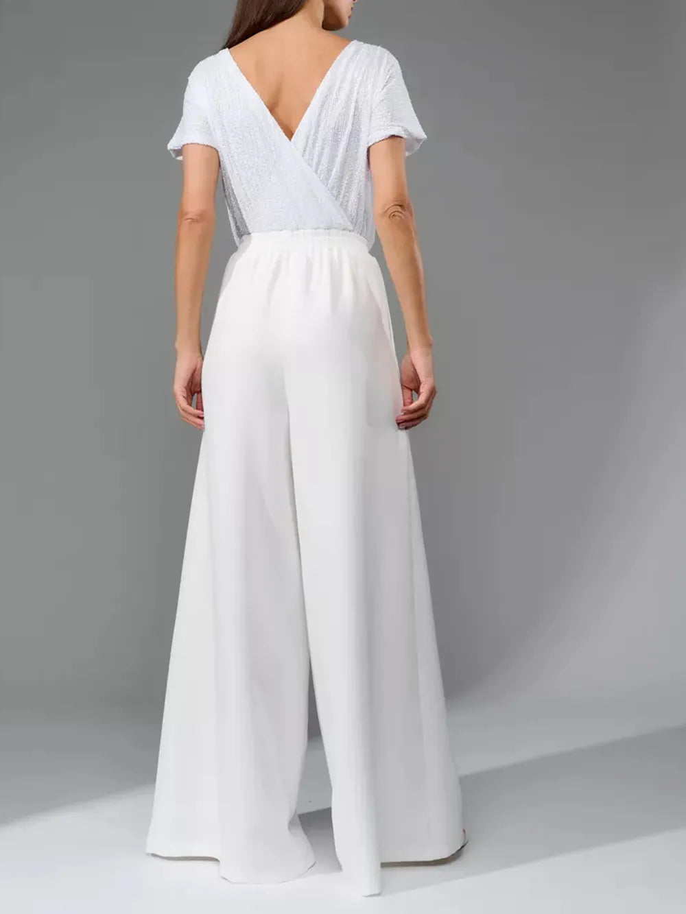 Sequin Round Neck Wide Leg Jumpsuit - Grace Beauty H&C
