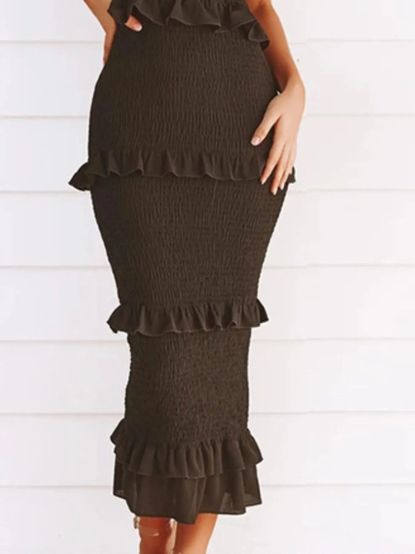 Smocked Ruffled Midi Cami Dress - Grace Beauty H&C