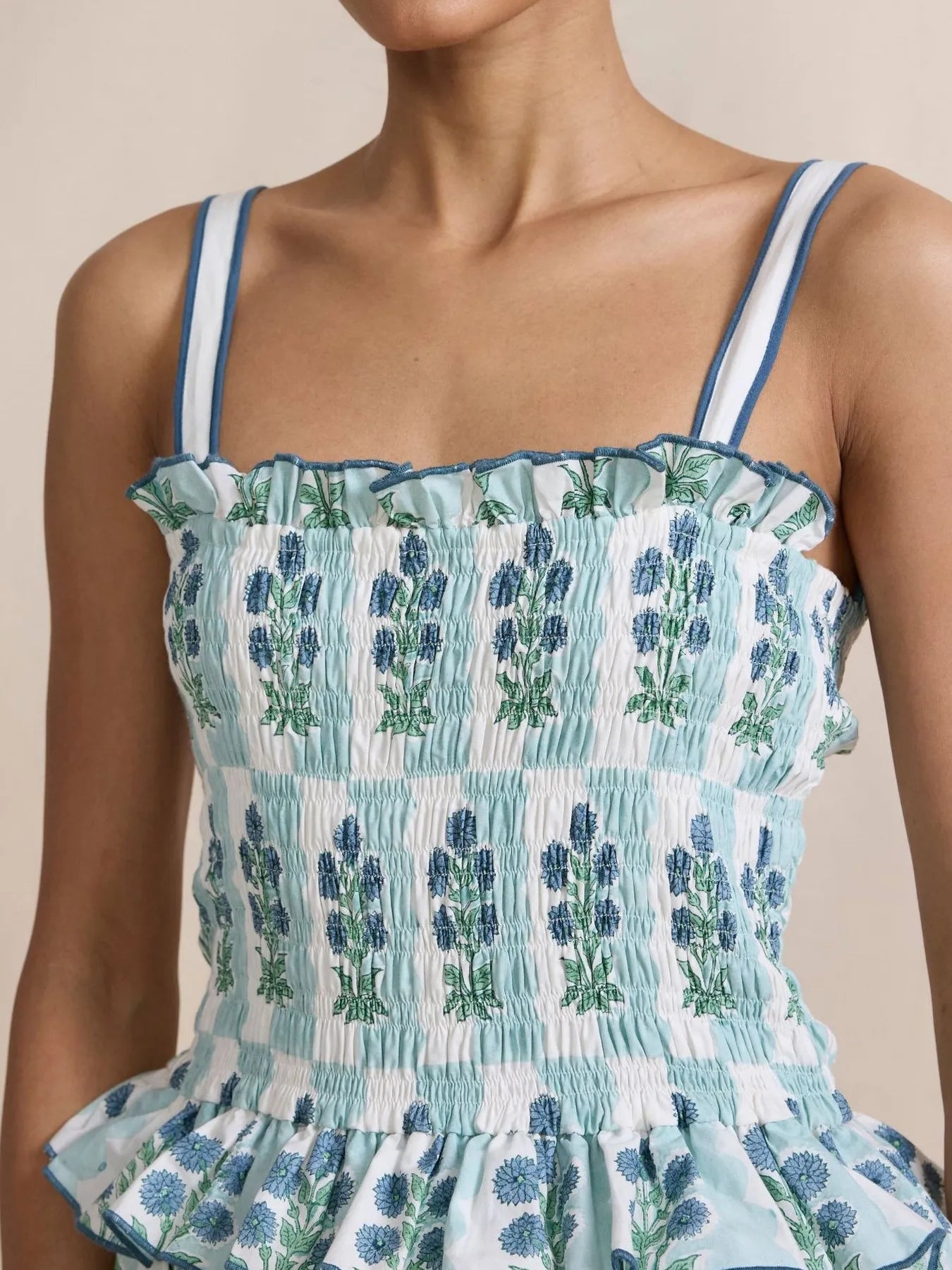 Smocked Ruffled Square Neck Maxi Dress - Grace Beauty H&C
