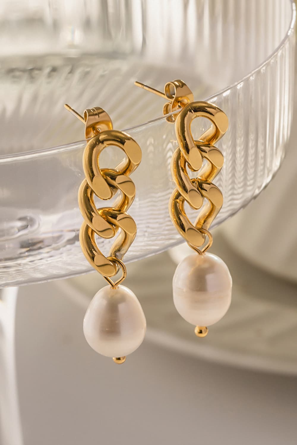 Stainless Steel Pearl Earrings – Elegant Classic Jewelry for Women - Grace Beauty H&C