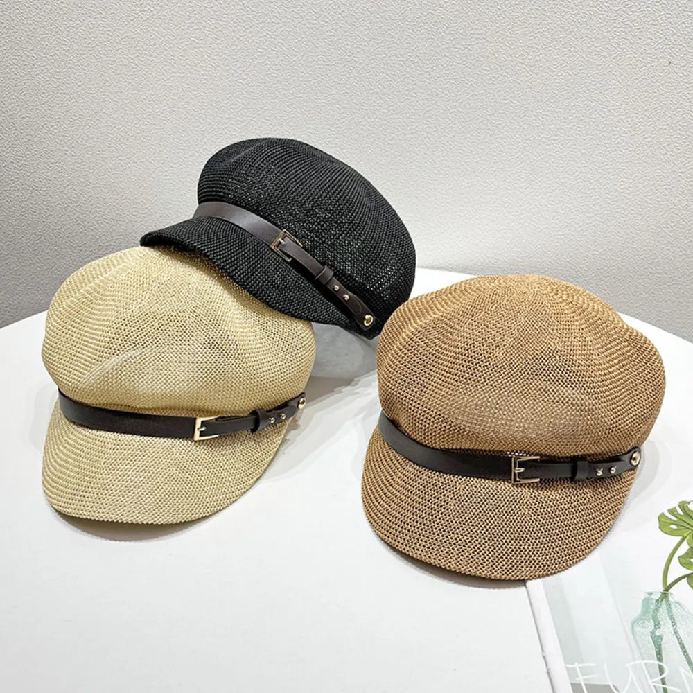 Straw Woven Buckle Hat - Grace Beauty H&C