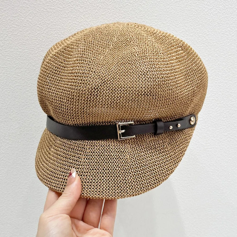 Straw Woven Buckle Hat - Grace Beauty H&C