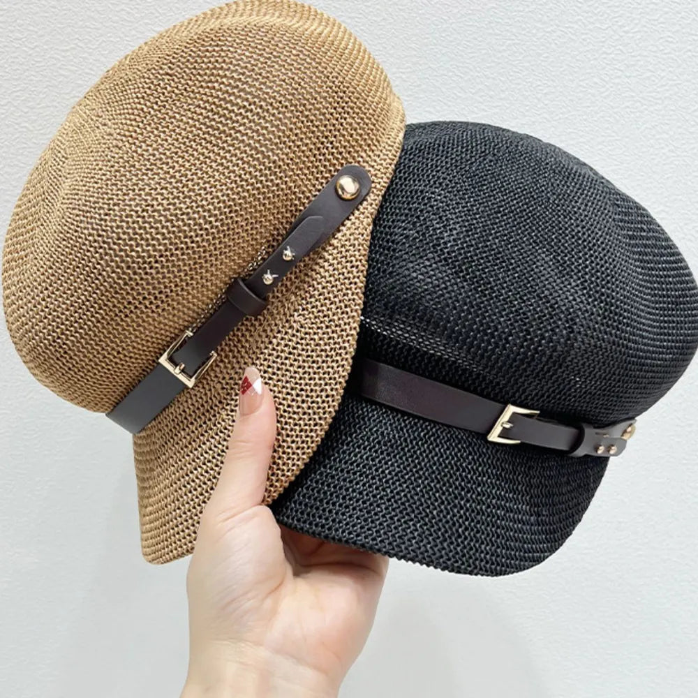 Straw Woven Buckle Hat - Grace Beauty H&C