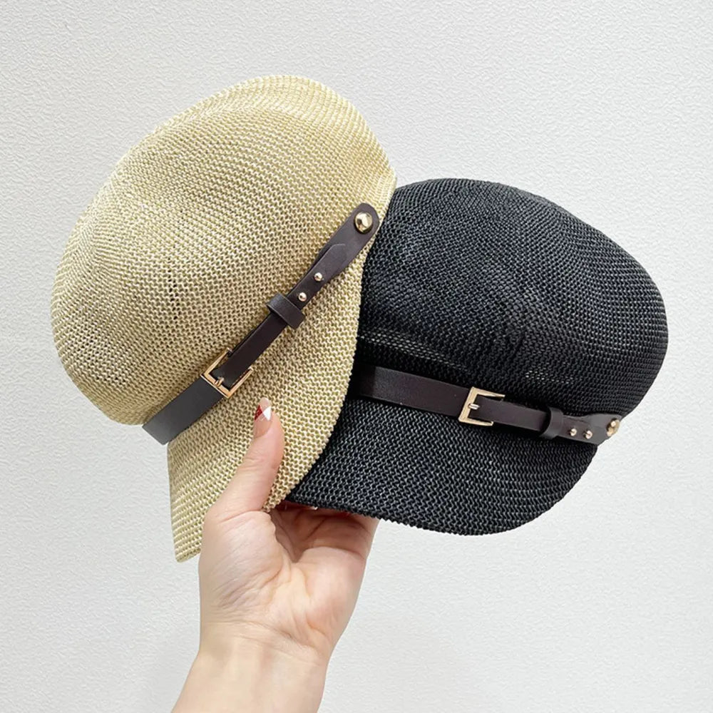 Straw Woven Buckle Hat - Grace Beauty H&C