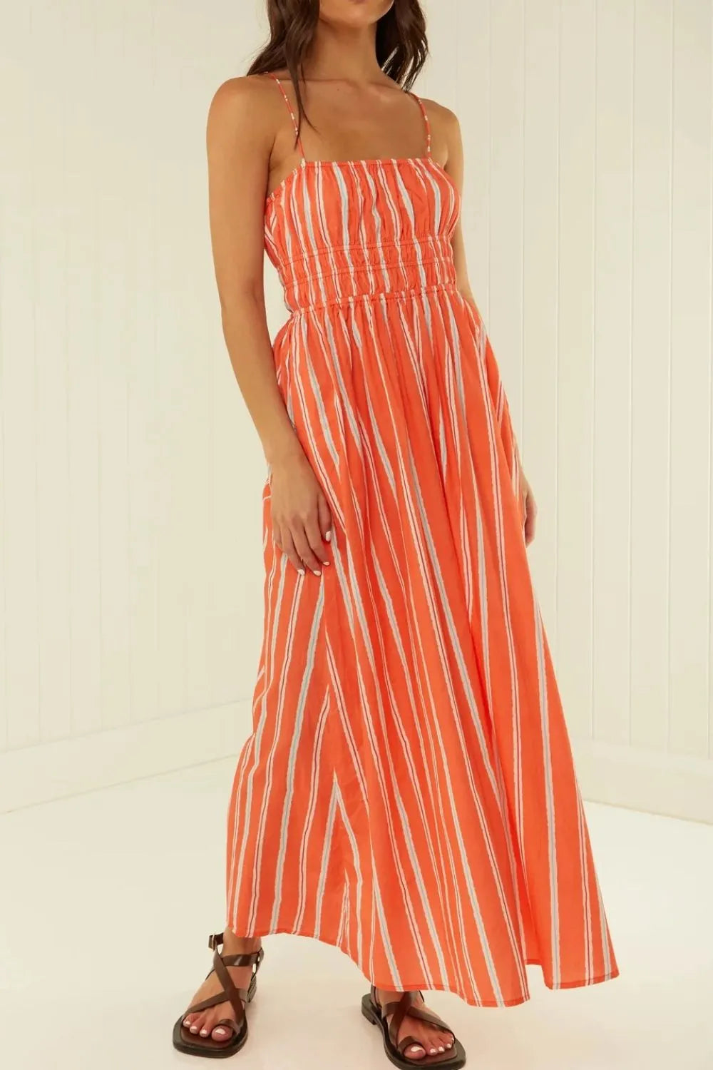 Striped Square Neck Cami Dress - Grace Beauty H&C