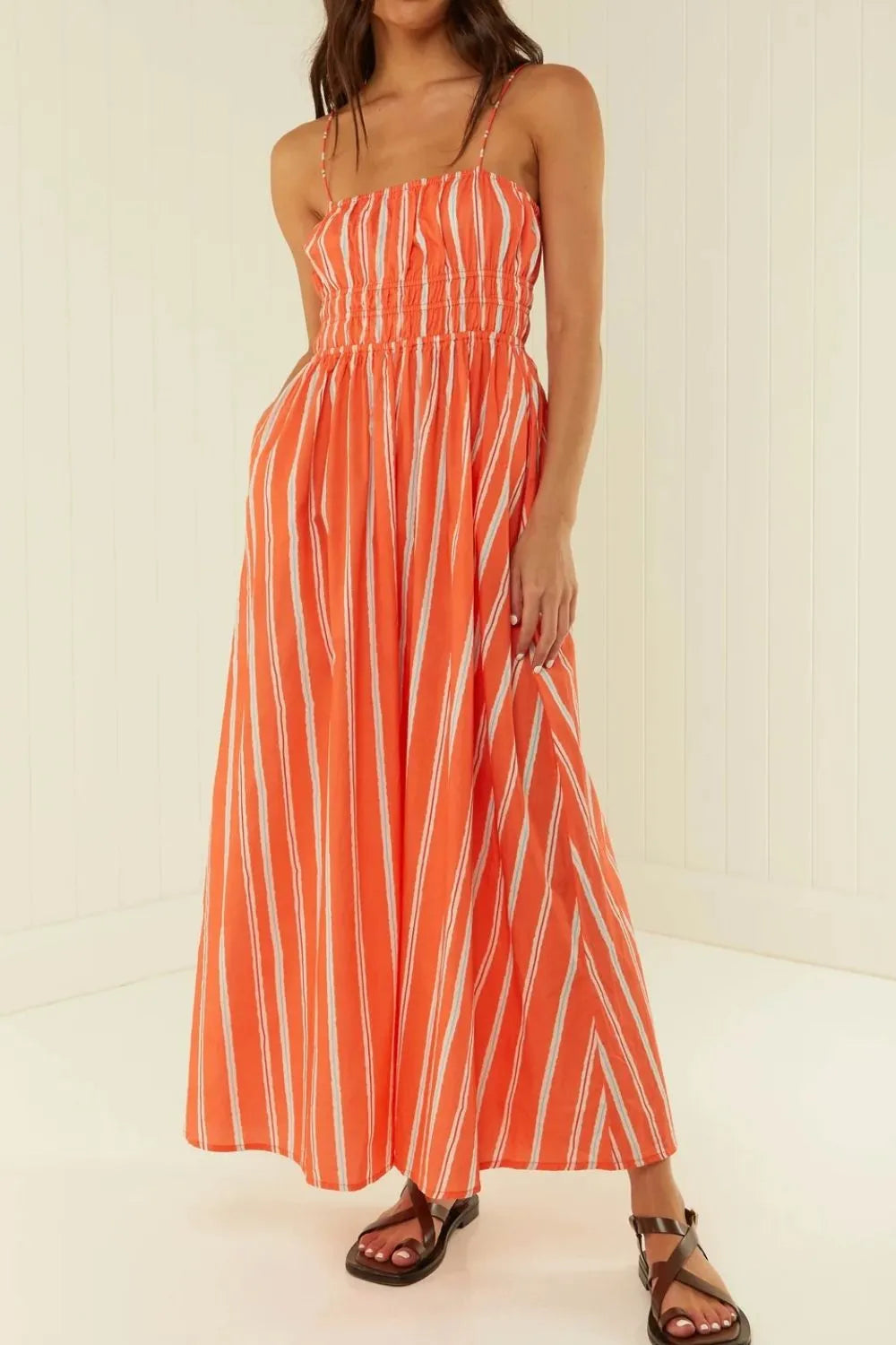 Striped Square Neck Cami Dress - Grace Beauty H&C