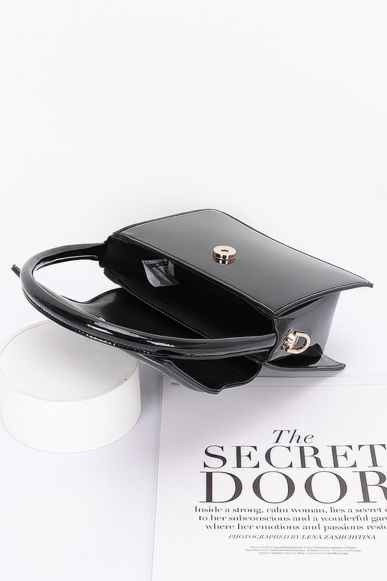 Enamel Top Handle Flap Bag - Grace Beauty H&C