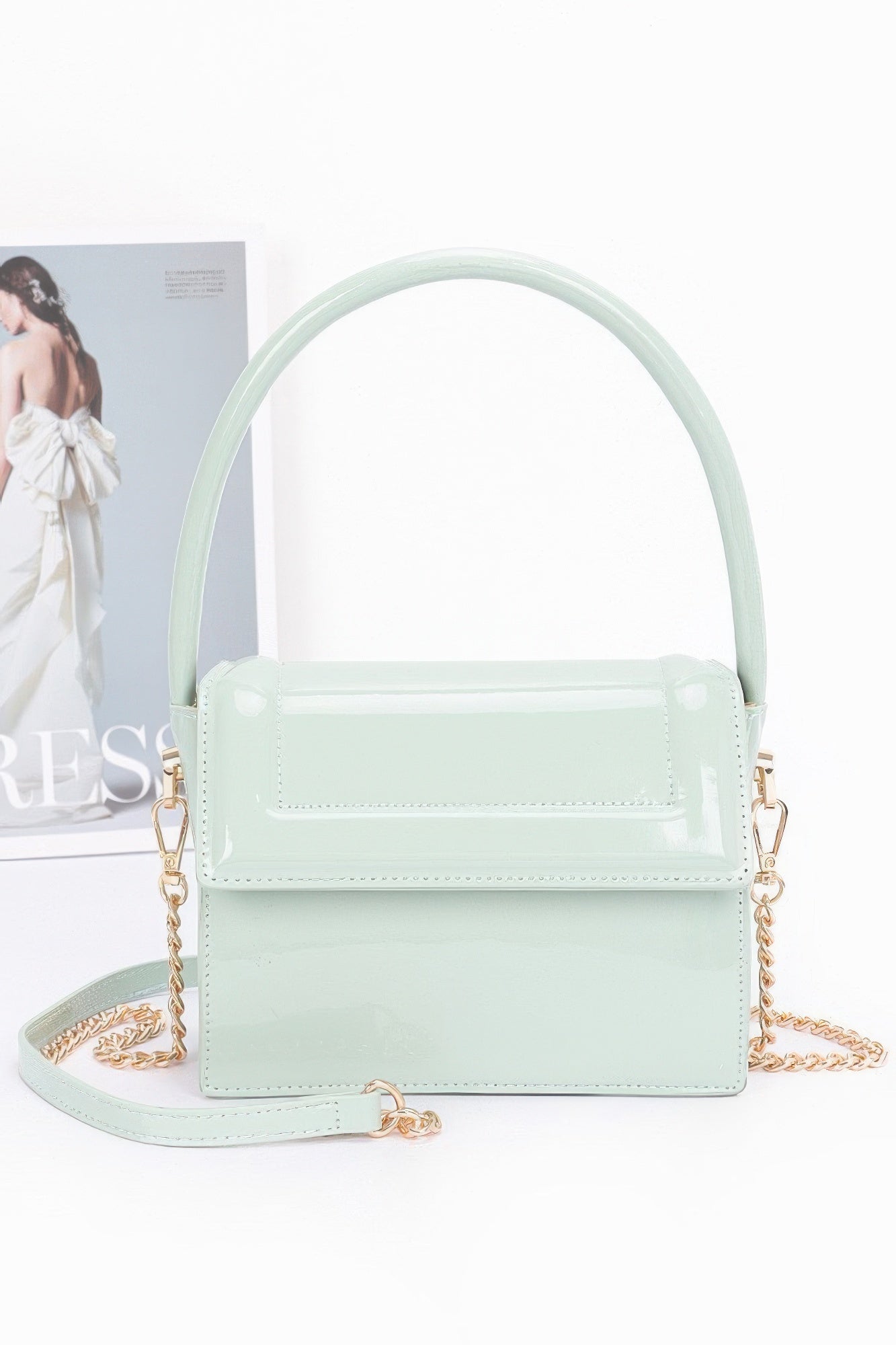 Enamel Top Handle Flap Bag - Grace Beauty H&C