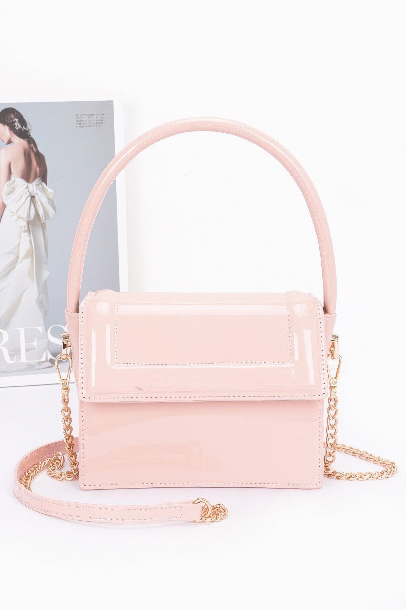 Enamel Top Handle Flap Bag - Grace Beauty H&C