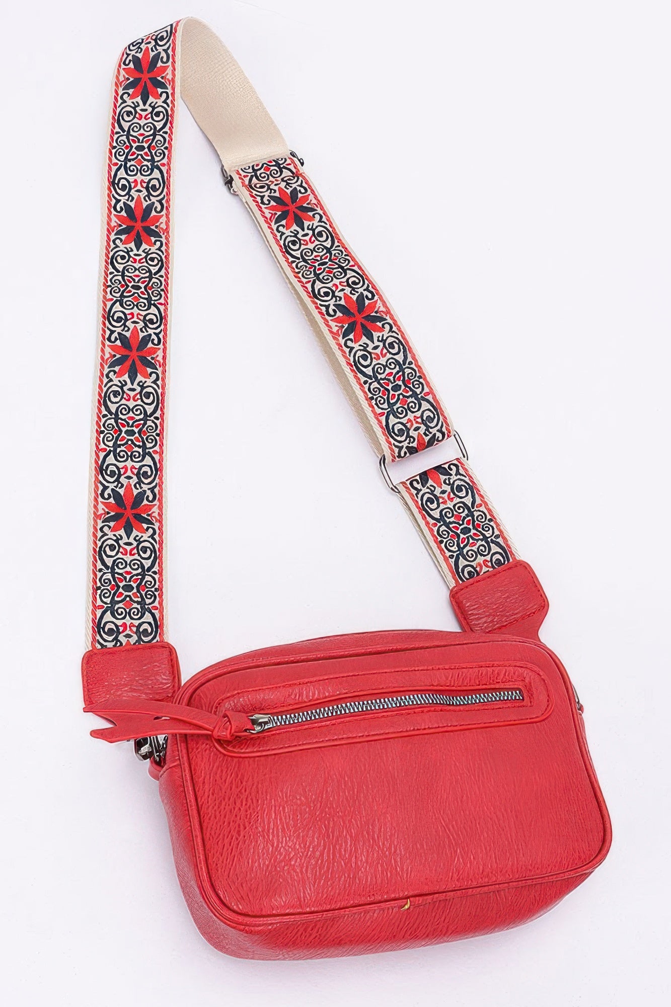 Faux Leather Camera Bag W/multi Color Strap - Grace Beauty H&C