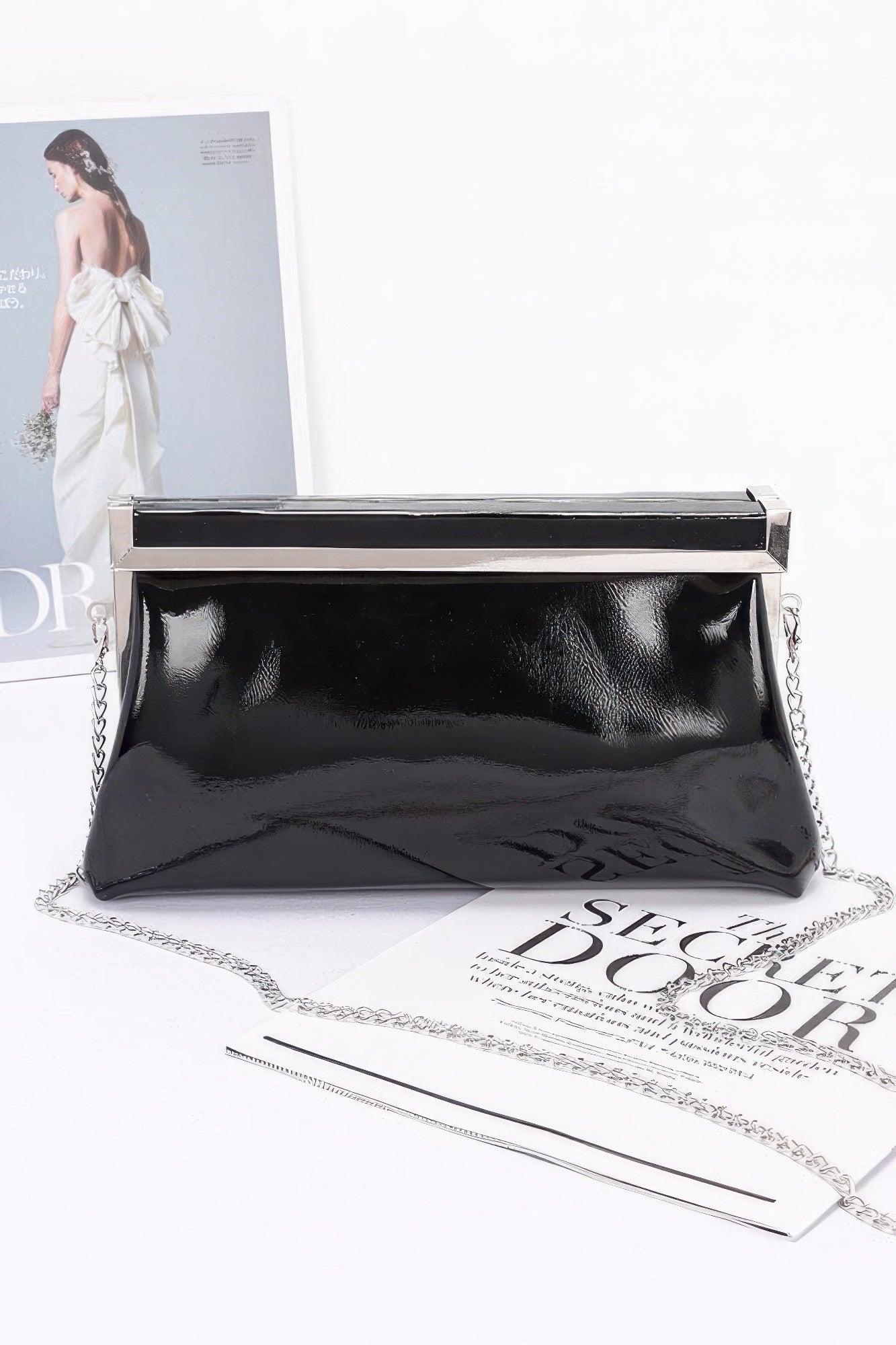 Patent Leather Frame Clutch Bag - Grace Beauty H&C