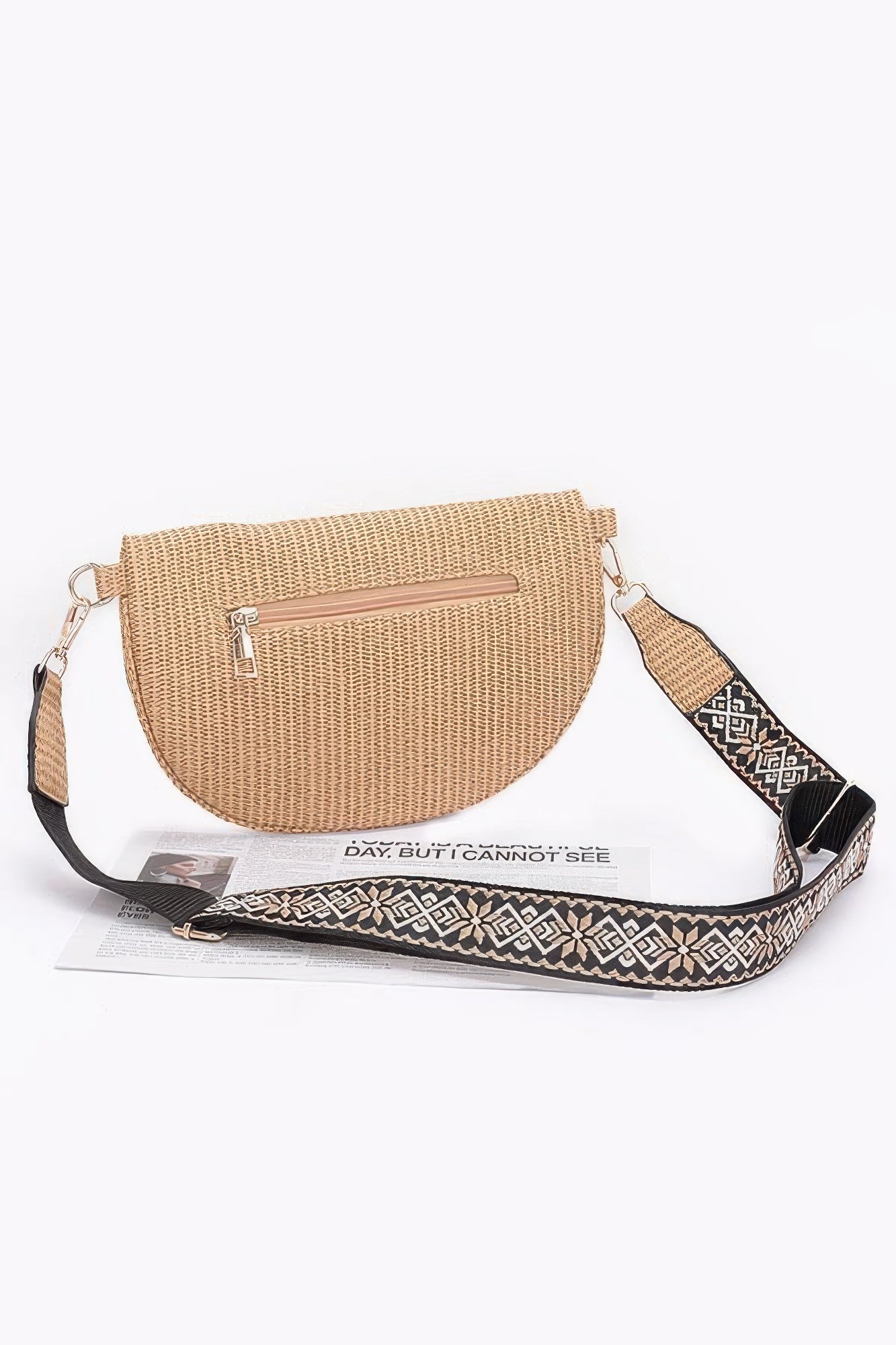 Faux Leather Fanny Pack W/ Multi Color Strap - Grace Beauty H&C